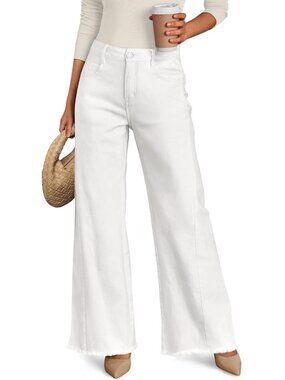 Women's White Comfortable Stylish Fashion Comfort Straight Leg Trendy Denim Jean